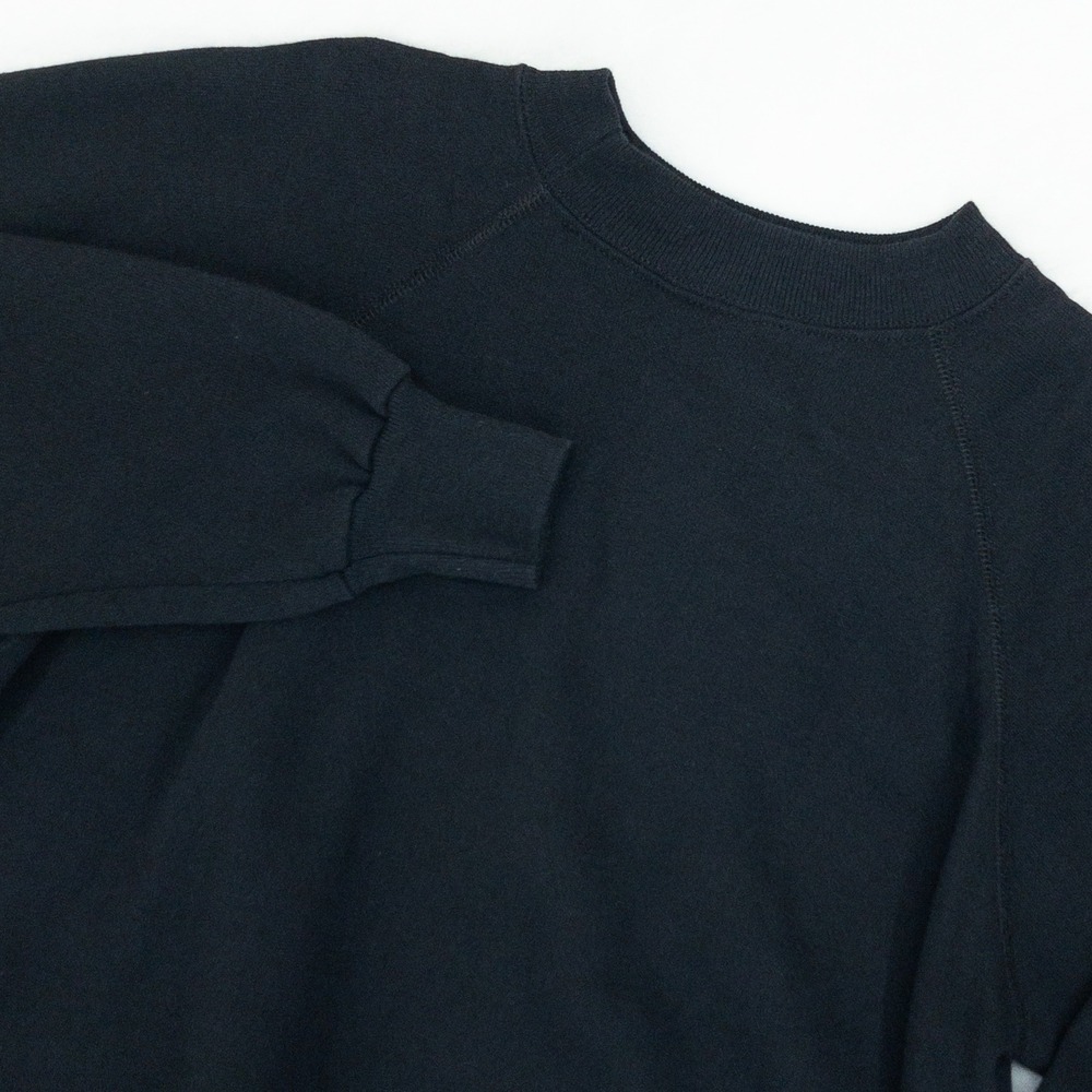 Hanes Blank Sweatshirt Womens Large Black Vintage Raglan Crew Neck Made in USA